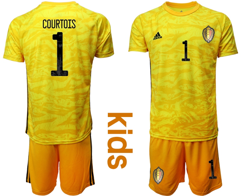 Youth 2021 European Cup Belgium yellow goalkeeper #1 Soccer Jersey